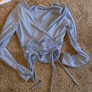 Blue long sleeve crop top